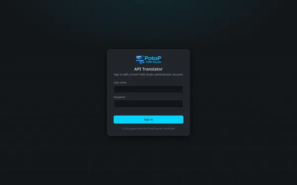 Sign in with a PotoP administrator account