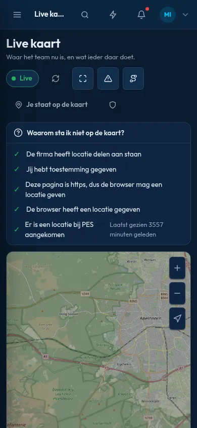 Live map of the team