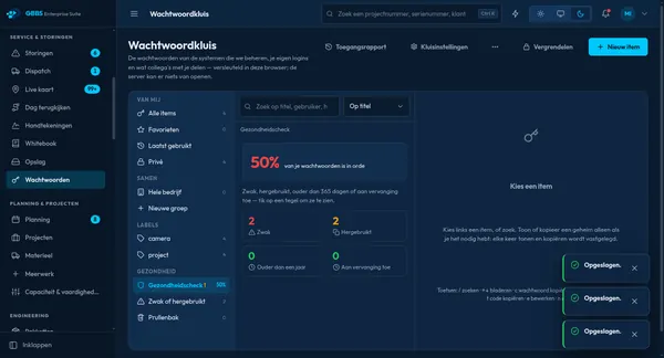 Password vault with health check