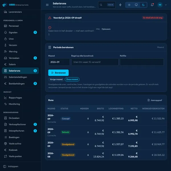 Payroll runs from approved hours