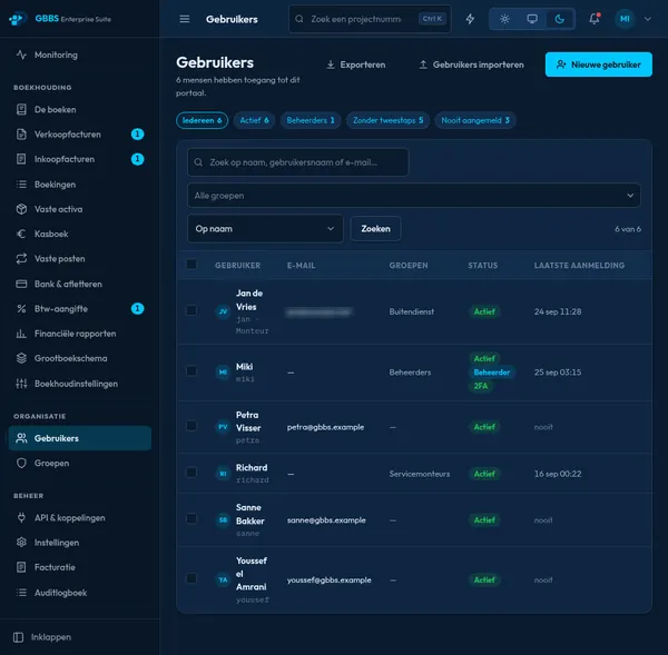 Users, groups and two-step sign-in