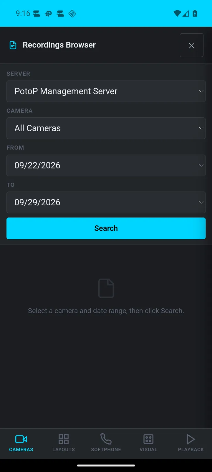 Recordings browser