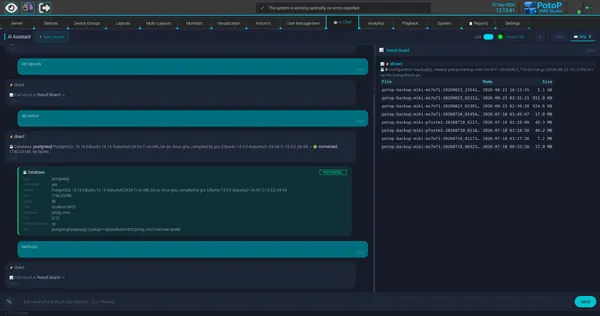Diagnostics and backups in chat