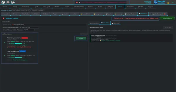 Failover active, one click back