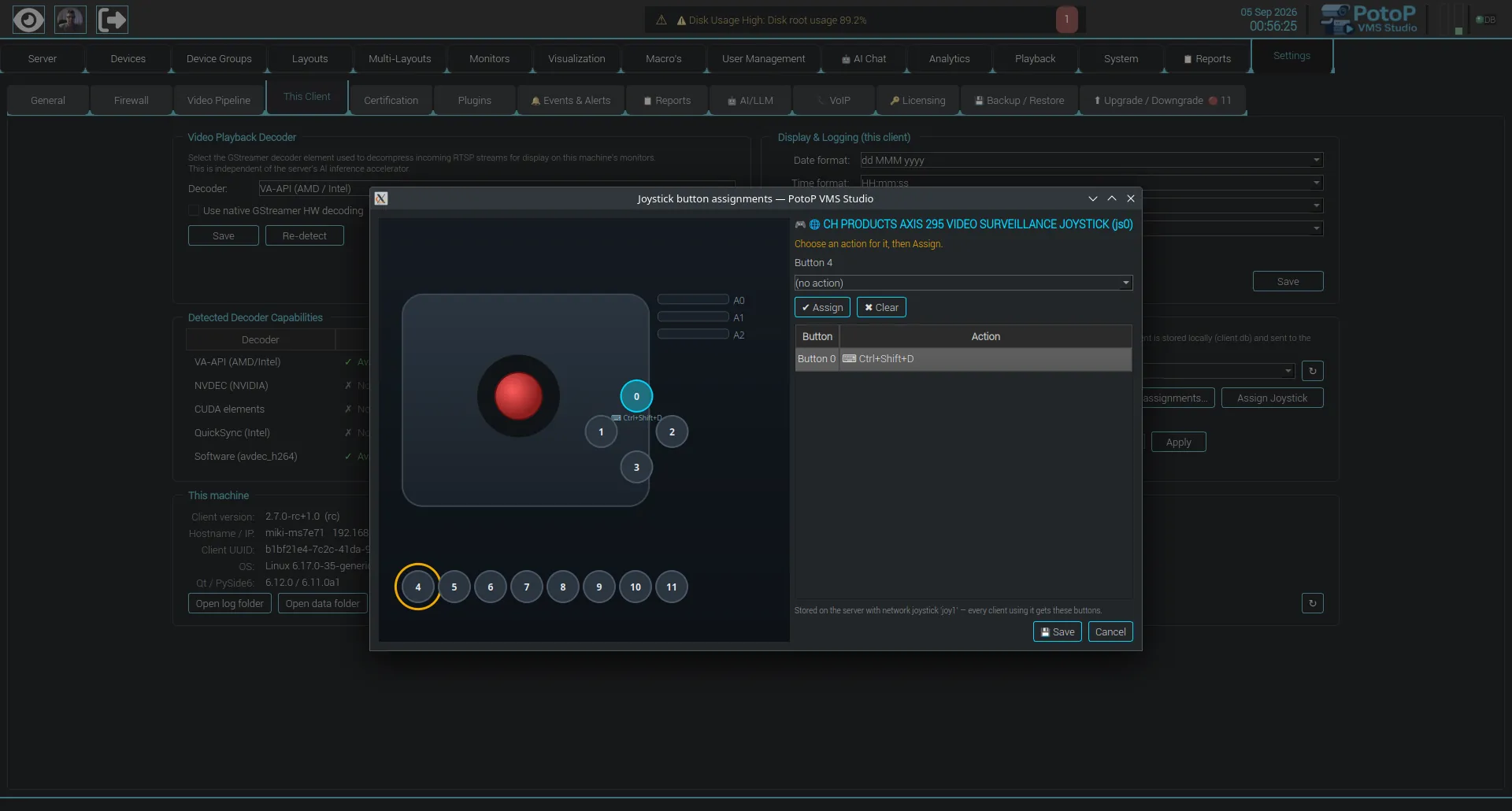 Joystick button mapping