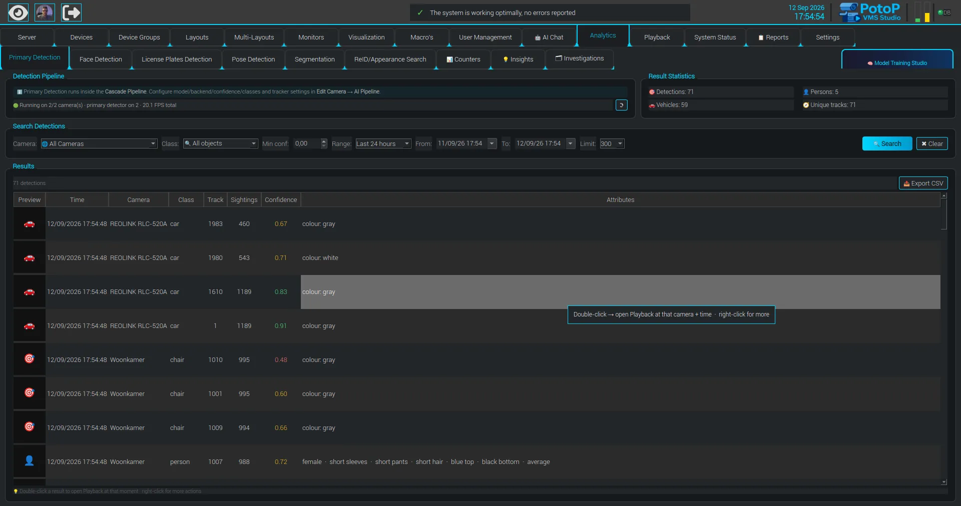 Search every detection