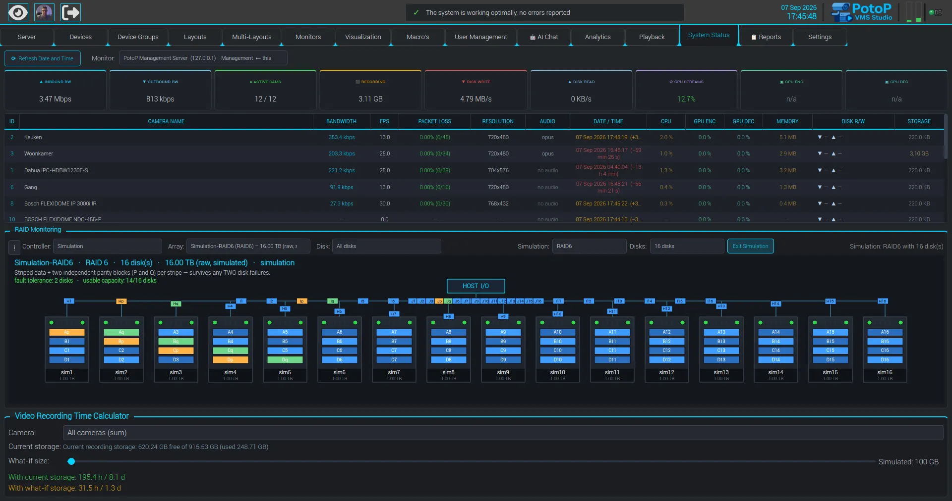 Storage health in System Status